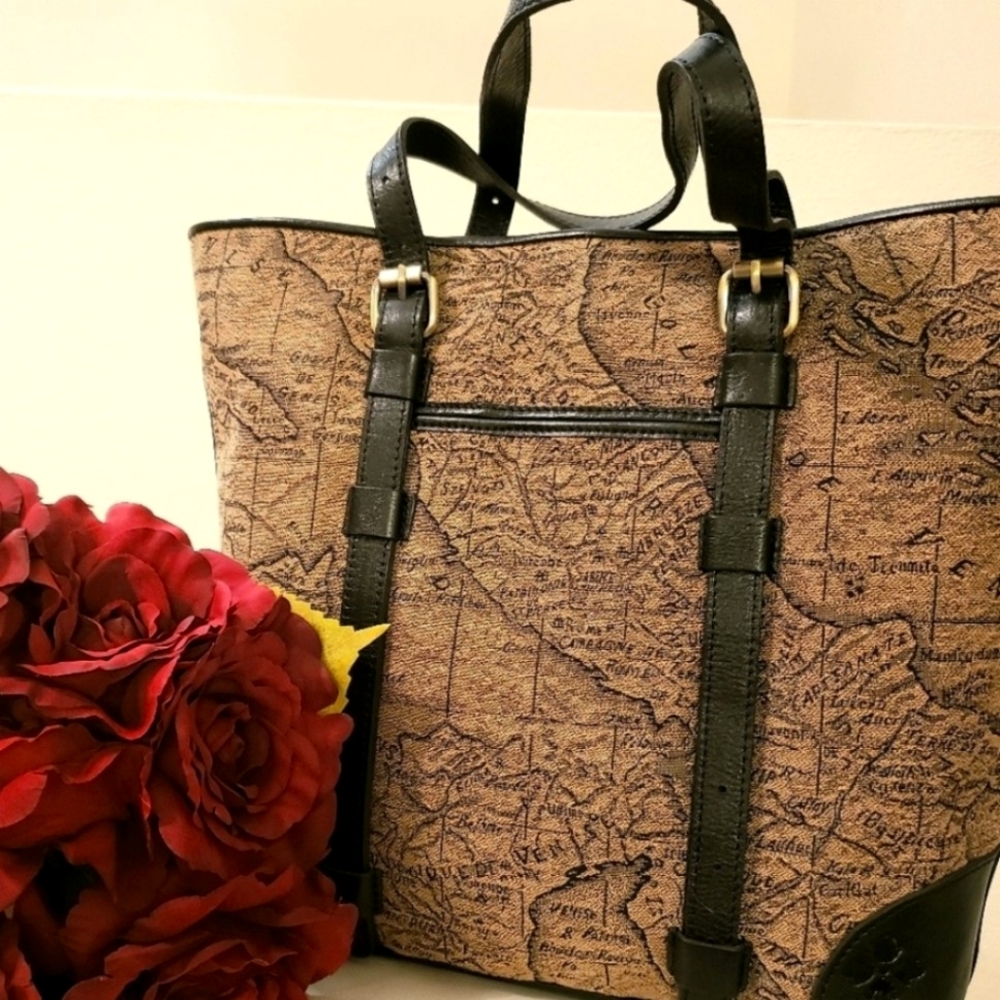 🦋Patricia Nash Jacquard Map Montry Tote Hand Bag EUC SOLD OUT ON HER SITE